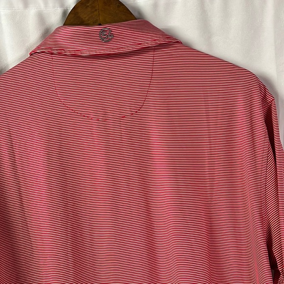 🛍 6 for $35 • Chase 54 Red & White Striped Golf Polo Shirt - Picture 9 of 16